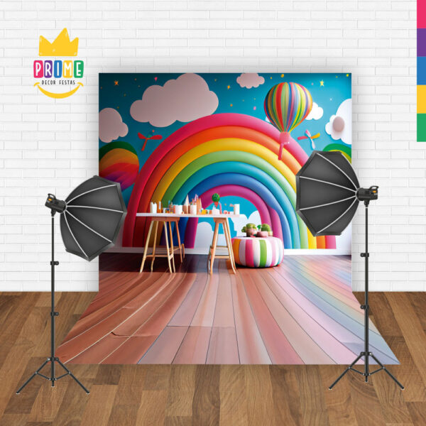 Fundo Fotográfico Cenário Criança Rainbow Tecido 2,20m x1,50m F384 - Image 2