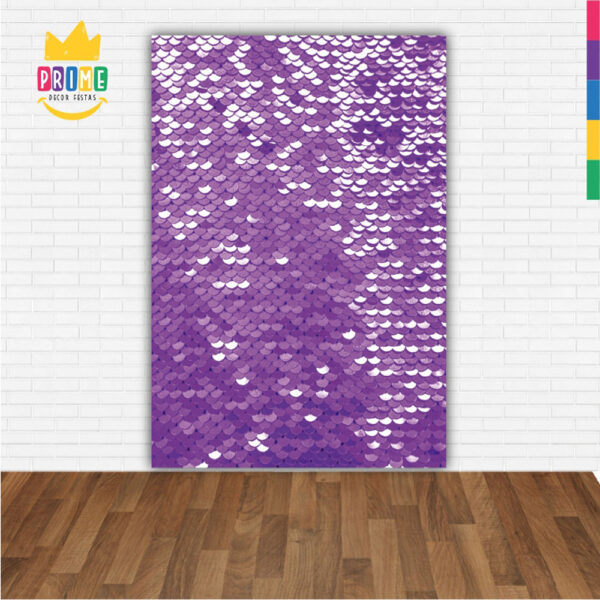 Painel de Festa Retangular 3D Paetê Sereia Roxo casadinho 1,50m x 2,20 - Image 2