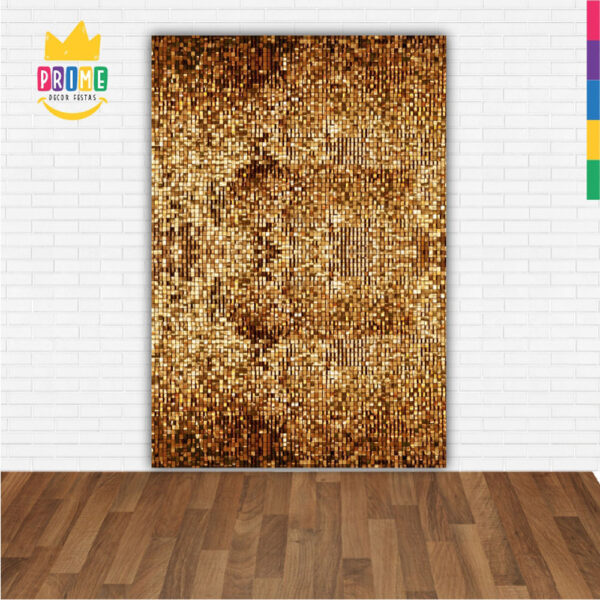Painel de Festa Retangular 3D Paetê Dourado casadinho 1,50m x 2,20 - Image 2