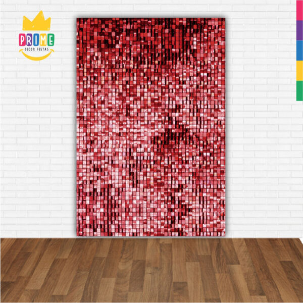 Painel de Festa Retangular 3D Paetê Vermelho casadinho 1,50m x 2,20 - Image 2