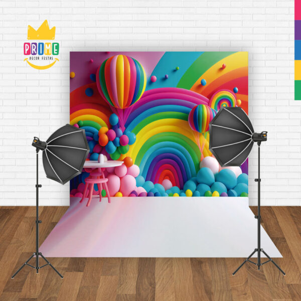 Fundo Fotográfico Cenário Criança Rainbow Tecido 2,20m x1,50m F374 - Image 2