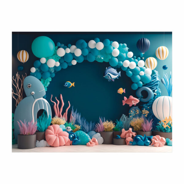 Fundo Fotográfico Cenário Fundo do Mar Tecido 2,20m x1,50m F375 - Image 3