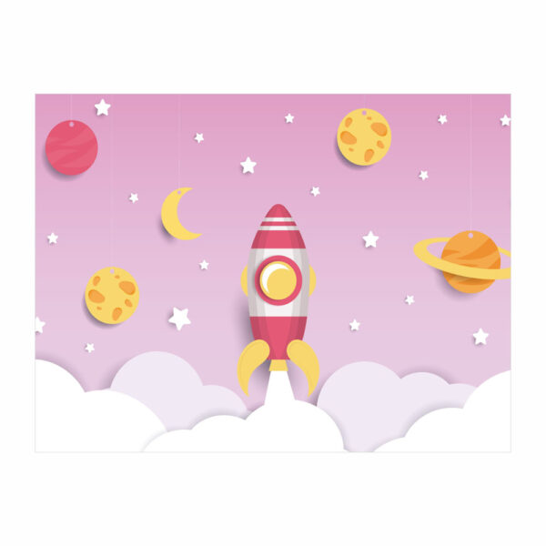 Fundo Fotográfico Cenário Astronauta Menina Tecido 2,20m x1,50m F240 - Image 3