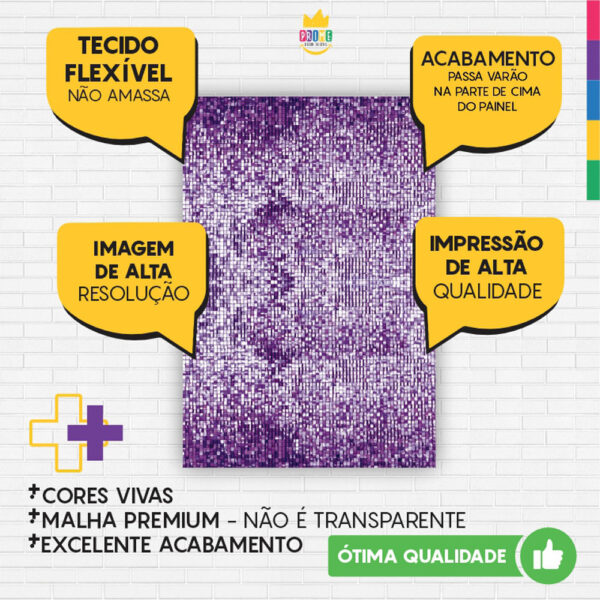 Painel de Festa Retangular 3D Paetê Roxo casadinho 1,50m x 2,20 - Image 3