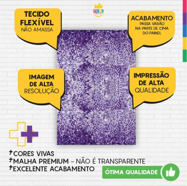 Painel de Festa Retangular 3D Paetê Roxo casadinho 1,50m x 2,20 - Image 3