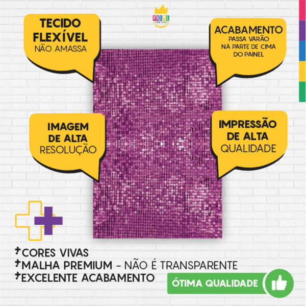 Painel de Festa Retangular 3D Paetê Rosa Escuro casadinho 1,50m x 2,20 - Image 3