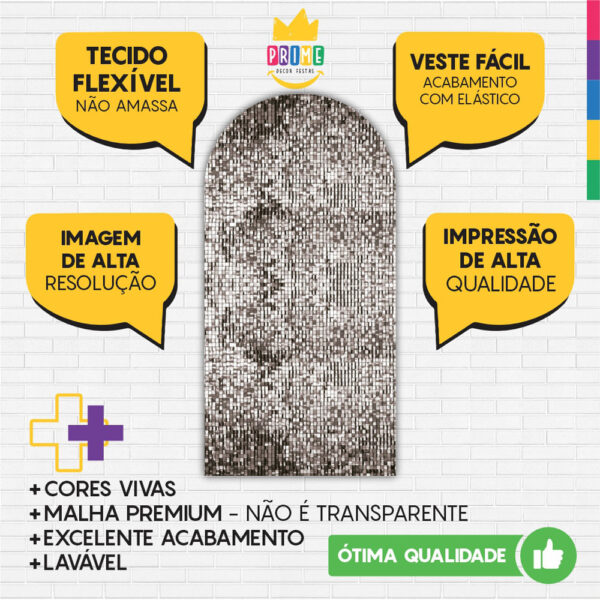 Painel De Festa Romano Decorativo Paetê Prata - Image 3