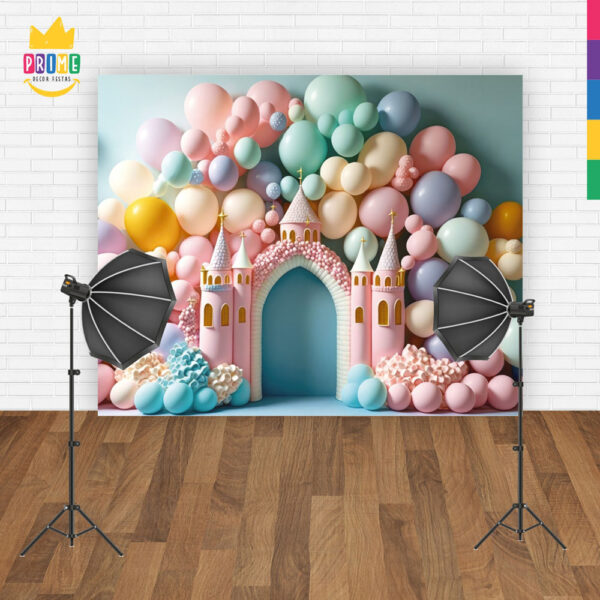 Fundo Fotográfico Cenário Castelo Arco Balão em Tecido 2,20m x1,50m F372 - Image 4