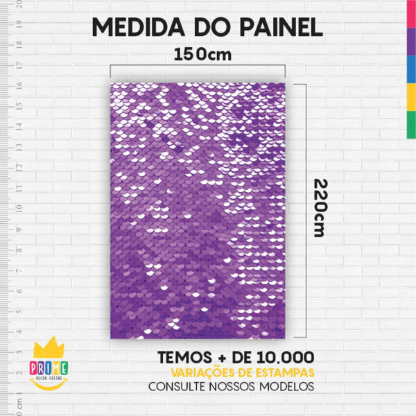 Painel de Festa Retangular 3D Paetê Sereia Roxo casadinho 1,50m x 2,20 - Image 4
