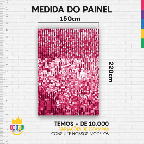 Painel de Festa Retangular 3D Paetê Rosa casadinho 1,50m x 2,20 - Image 4