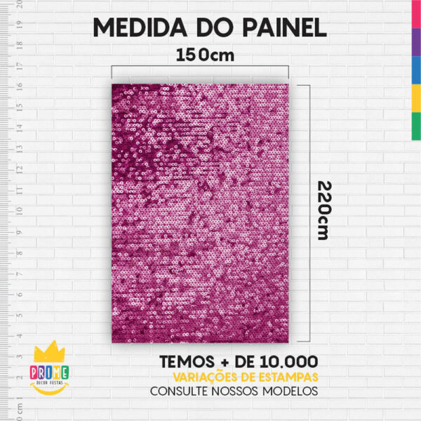 Painel de Festa Retangular 3D Lantejoula Rosa casadinho 1,50m x 2,20 - Image 4