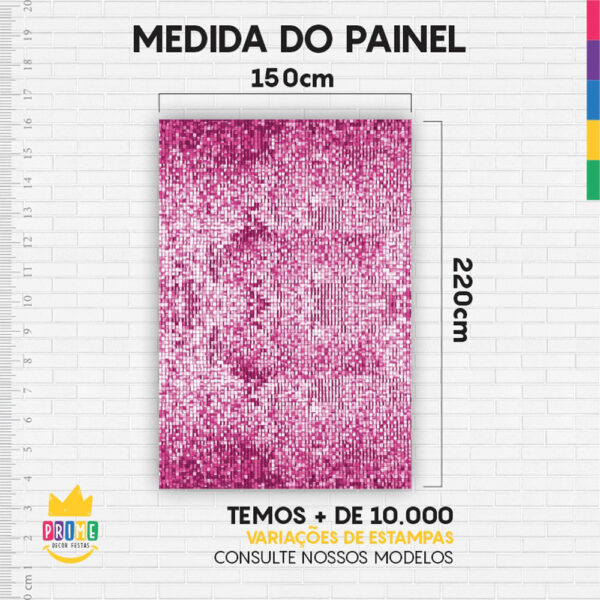 Painel de Festa Retangular 3D Paetê Rosa casadinho 1,50m x 2,20 - Image 4