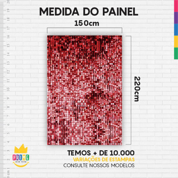 Painel de Festa Retangular 3D Paetê Vermelho casadinho 1,50m x 2,20 - Image 4