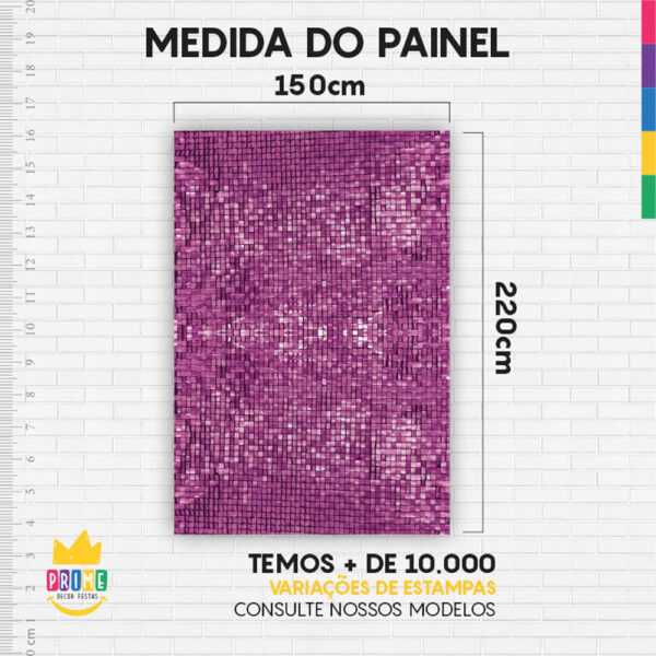 Painel de Festa Retangular 3D Paetê Rosa Escuro casadinho 1,50m x 2,20 - Image 4