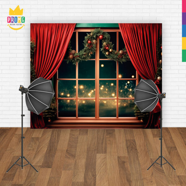 Fundo Fotográfico Cenário Janela Natal em Tecido 2,20m x1,50m F250 - Image 4