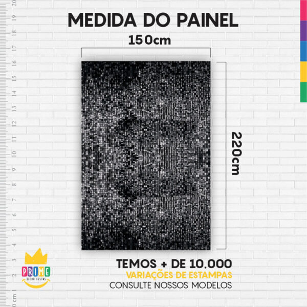 Painel de Festa Retangular 3D Paetê Preto casadinho 1,50m x 2,20 - Image 4