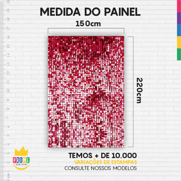 Painel de Festa Retangular 3D Paetê Vermelho casadinho 1,50m x 2,20 - Image 4