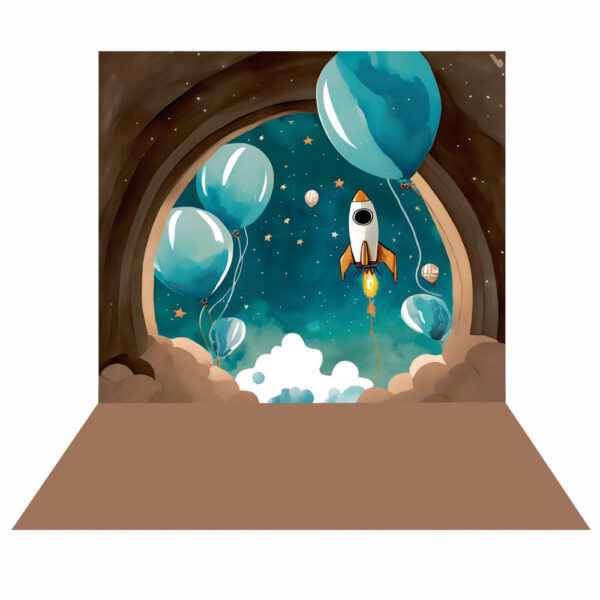 Fundo Fotográfico Foguete Astronauta em Tecido 2,20m x1,50m F559