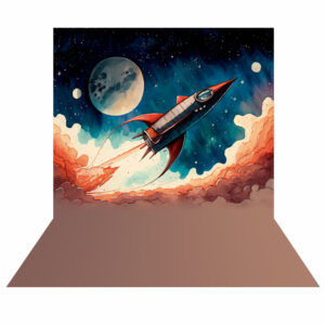 Fundo Fotográfico Astronauta Foguete em Tecido 2,20m x1,50m F558