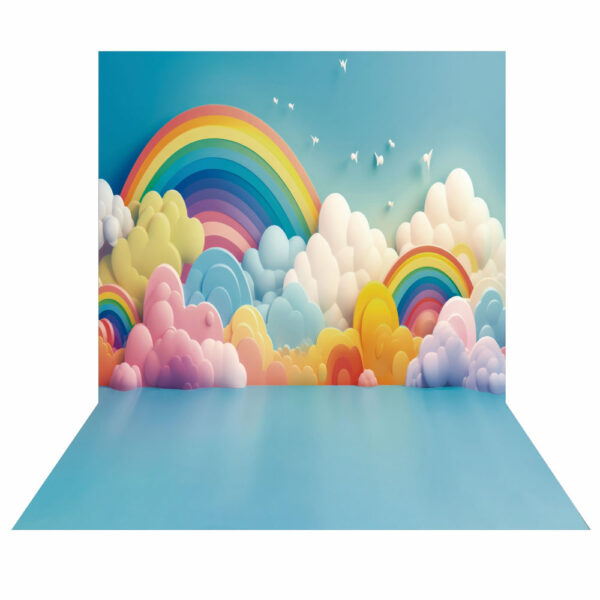 Fundo Fotográfico Cenário Arco Iris Smash the cake Tecido 2,20m x1,50m F394