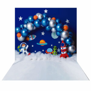 Fundo Fotográfico Cenário Smash the cake Astronauta Tecido 2,20m x1,50m F391