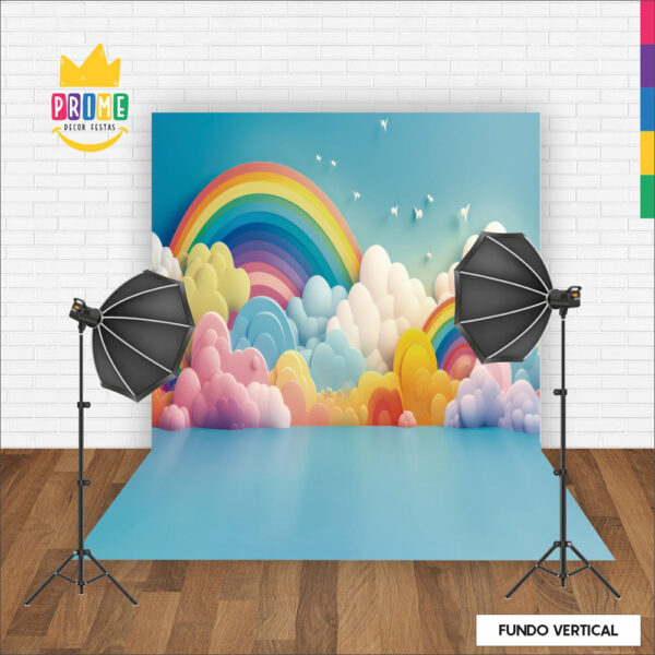 Fundo Fotográfico Cenário Arco Iris Smash the cake Tecido 2,20m x1,50m F394 - Image 2