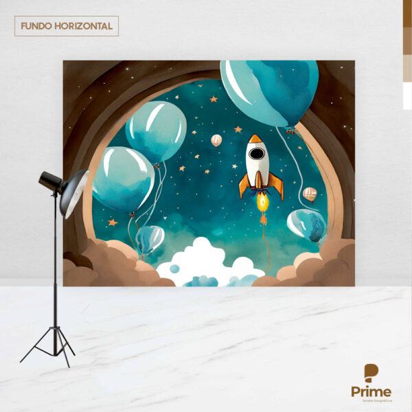 Fundo Fotográfico Foguete Astronauta em Tecido 2,20m x1,50m F559 - Image 4