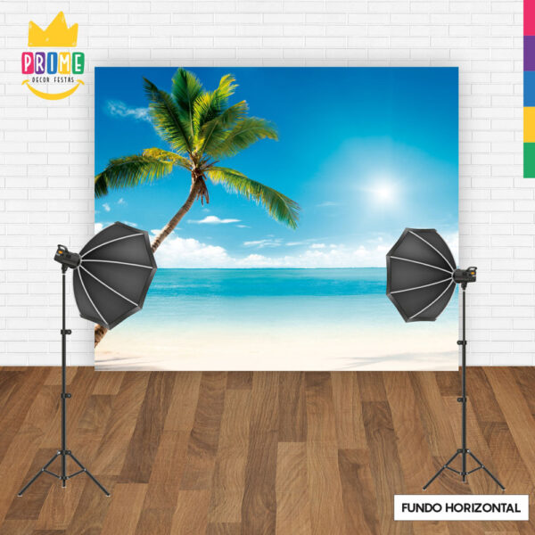Fundo Fotográfico Cenário Verão Praia Tecido 2,20m x1,50m F423 - Image 4