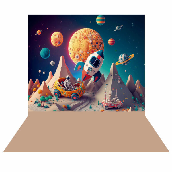 Fundo Fotográfico Cenário Astronauta Foguete 2,20m x1,50m F548