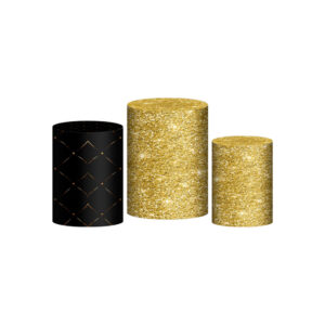 Trio Capa Cilindro Glitter Dourado 3d Em Tecido Com Elástico OUTLET
