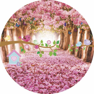 Painel Redondo 3D Jardim Encantado Tecido Sublimado OUTLET