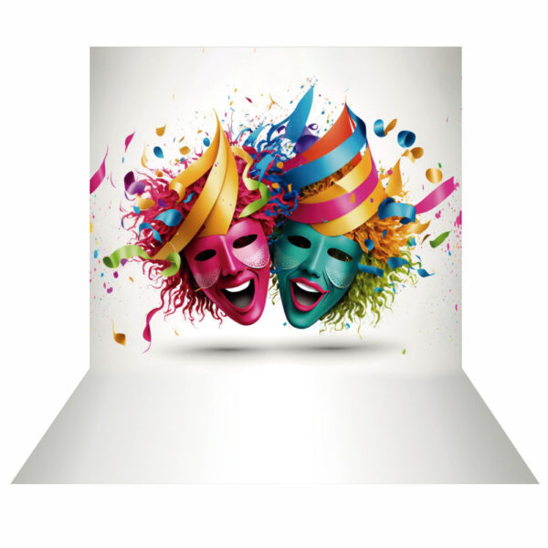 Fundo Fotográfico Cenário Mascaras Carnaval em Tecido 2,20m x1,50m F758
