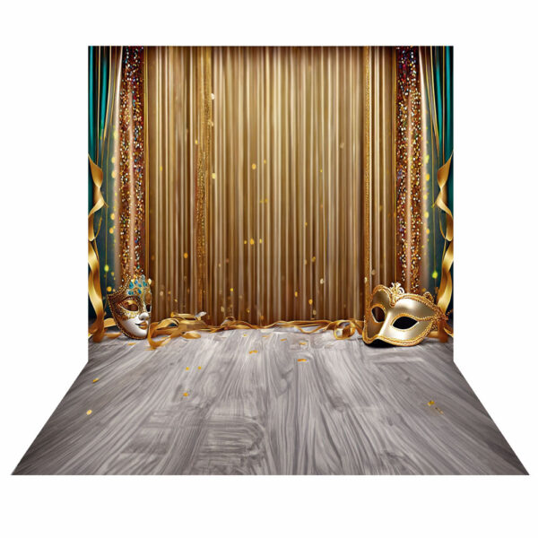 Fundo Fotográfico Cenário Carnaval Dourado em Tecido 2,20m x1,50m F764