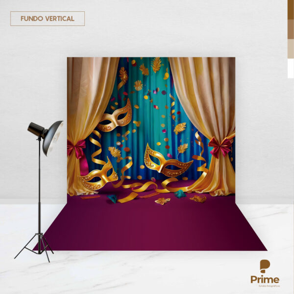 Fundo Fotográfico Cenário Carnaval Dourado em Tecido 2,20m x1,50m F752 - Image 2