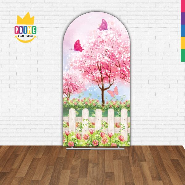 Painel De Festa Romano Decorativo Jardim Encantado Rosa - Image 2