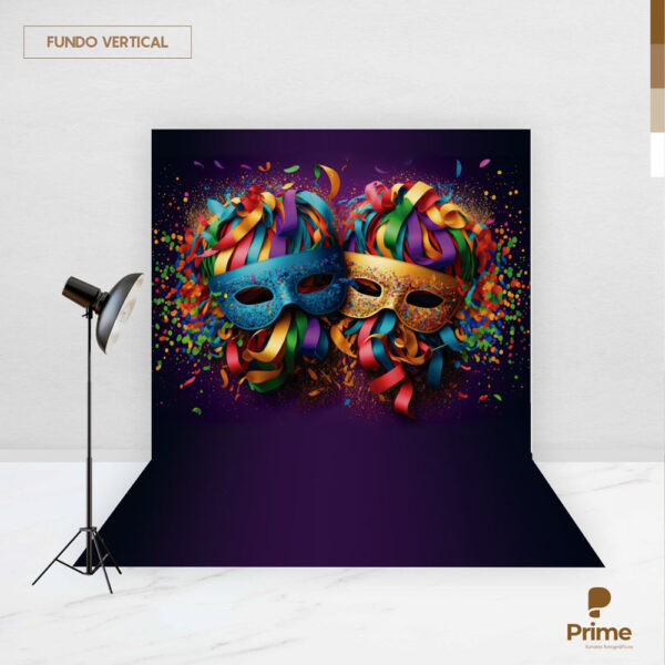 Fundo Fotográfico Cenário Carnaval Mascaras em Tecido 2,20m x1,50m F757 - Image 2