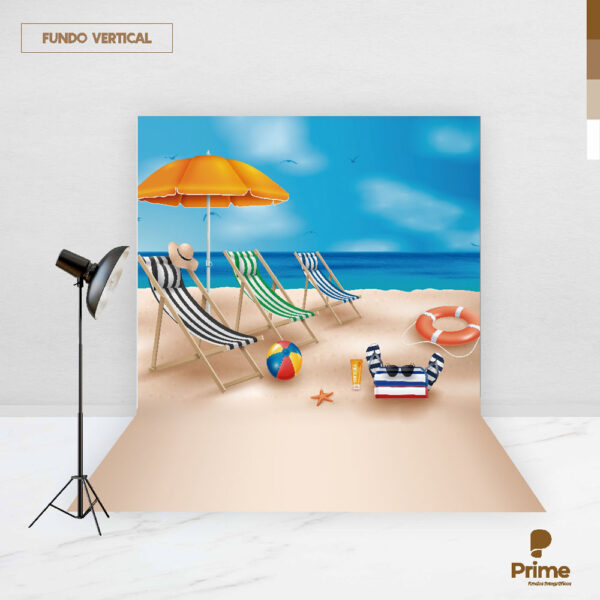 Fundo Fotográfico Cenário Praia Verão 2,20m x1,50m F414 - Image 2