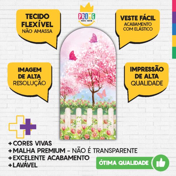 Painel De Festa Romano Decorativo Jardim Encantado Rosa - Image 3