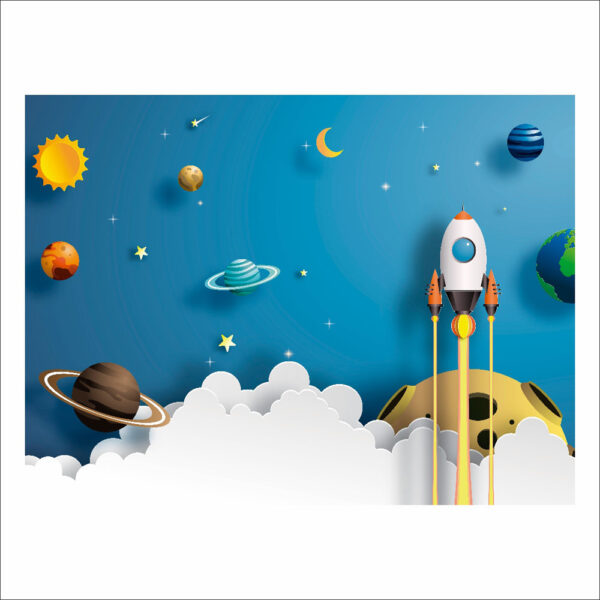 Fundo Fotográfico Cenário Astronauta Foguete 2,20m x1,50m F545 - Image 3