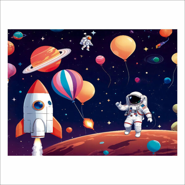 Fundo Fotográfico Cenário Astronauta Foguete 2,20m x1,50m F547 - Image 3