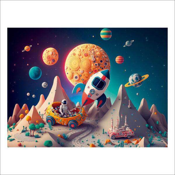 Fundo Fotográfico Cenário Astronauta Foguete 2,20m x1,50m F548 - Image 3