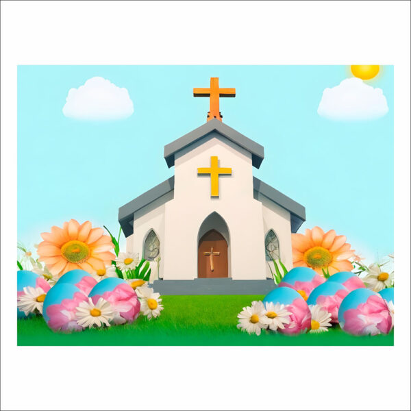Fundo Fotográfico Cenário Páscoa Religiosa Cute 2,20m x1,50m F798 - Image 3