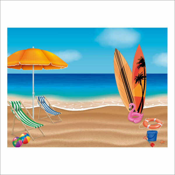 Fundo Fotográfico Cenário Verão Praia 2,20m x1,50m F429 - Image 3