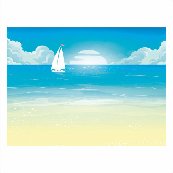 Fundo Fotográfico Cenário Praia Aquarela Tecido 2,20m x1,50m F422 - Image 3