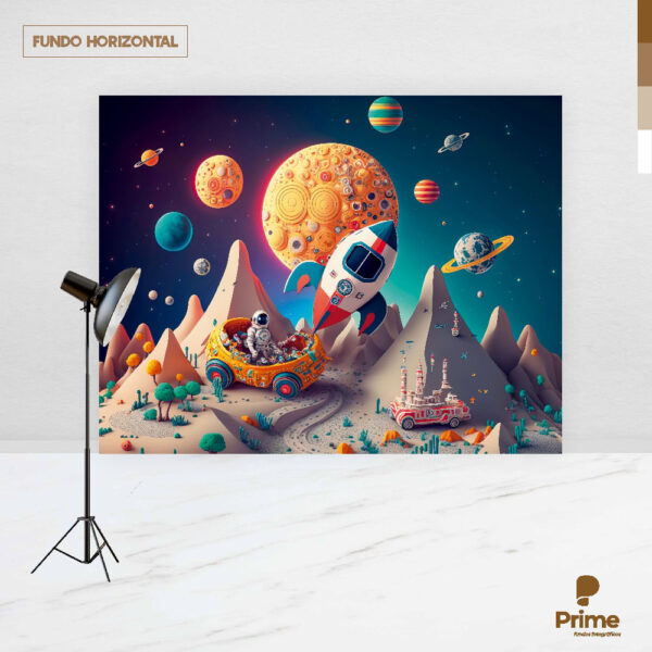 Fundo Fotográfico Cenário Astronauta Foguete 2,20m x1,50m F548 - Image 4