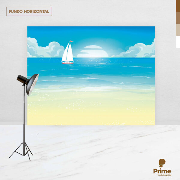 Fundo Fotográfico Cenário Praia Aquarela Tecido 2,20m x1,50m F422 - Image 4