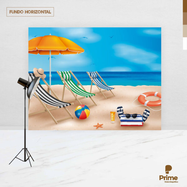 Fundo Fotográfico Cenário Praia Verão 2,20m x1,50m F414 - Image 4