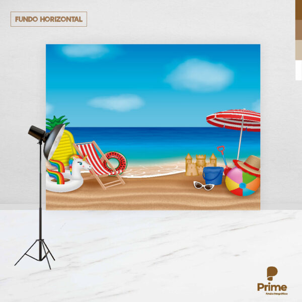 Fundo Fotográfico Cenário Praia Verão 2,20m x1,50m F413 - Image 4