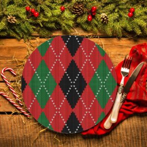 KIT Jogo 6 Capas Sousplat Natal Verde 35cm X 35cm + Suporte MDF OUTLET