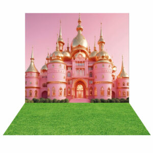 Fundo Fotográfico Cenário Castelo Rosa Princesa em Tecido 2,20m x1,50m F833